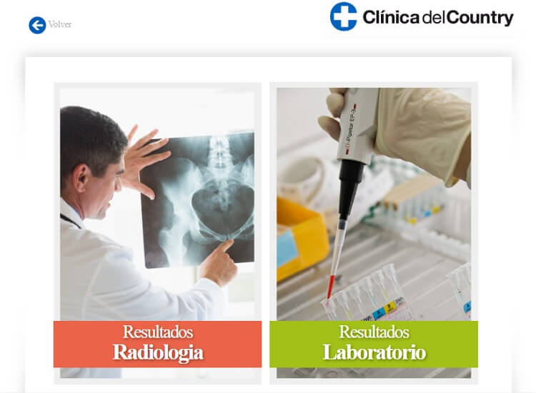 Resultados de laboratorio y resultados de radiología de la Clínica del Country